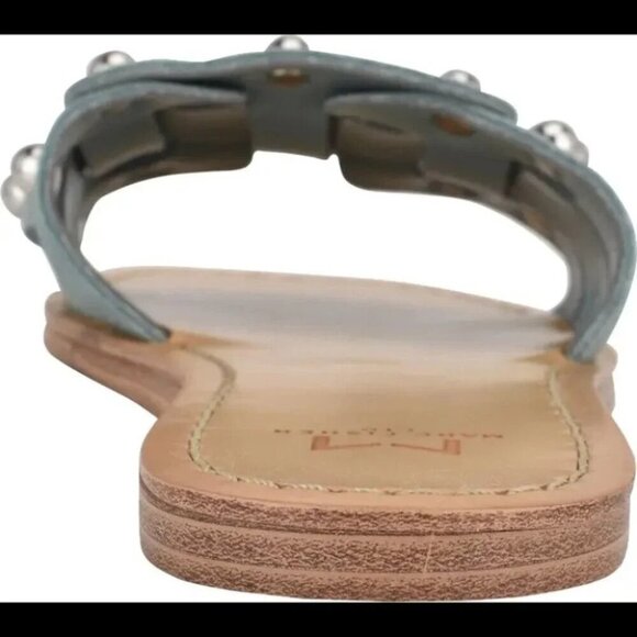 NEW Marc Fisher Pacca studded flat sandal in blue cactus suede - Picture 4 of 8